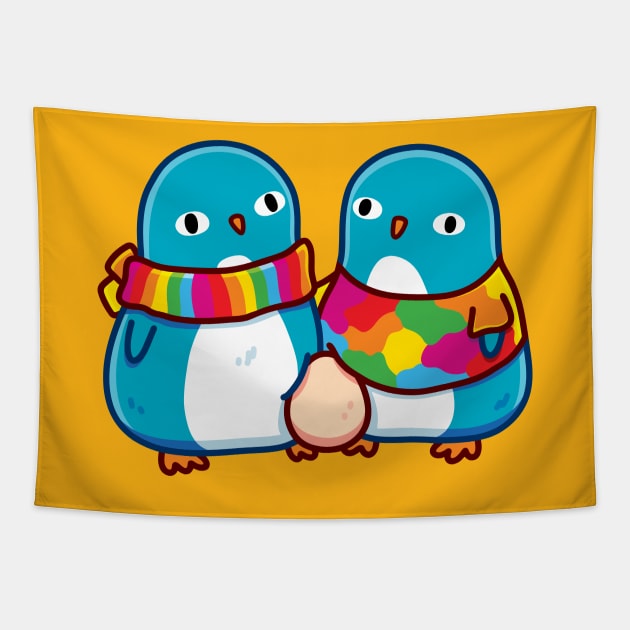 Two Awesome Penguin Dads Tapestry by LydiaLyd