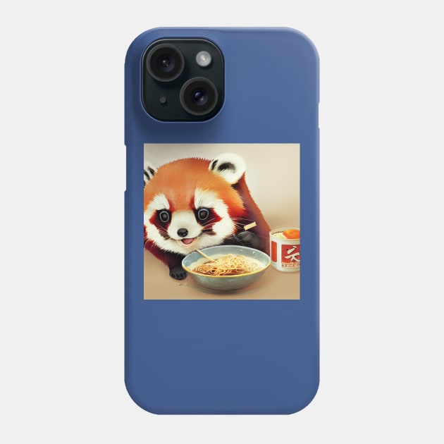 Kawaii Red Panda Eating Ramen Phone Case by Grassroots Green