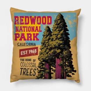 Redwood National Park California Sequoia  Aged Look Pillow