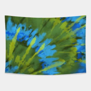 Tie Dye Sunburst Green Blue Yellow Tapestry