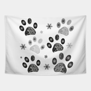 Paw prints with snowflakes Tapestry