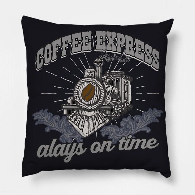 Coffee Express steam locomotive railwayman gift Pillow by Foxxy Merch