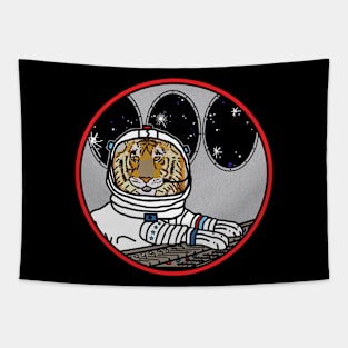 Sci Fi Space Tiger in Spaceship Tapestry