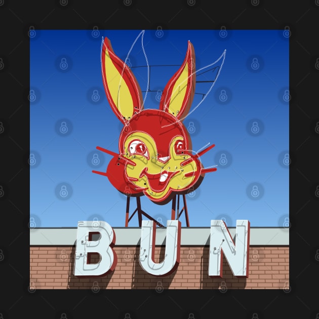 Bun sign with neon tubes by Zippy's House of Mystery