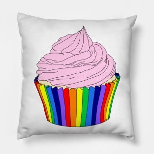 Rainbow Cupcake with Pink Icing Pillow