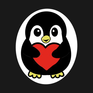 Bold and Bright Penguin With Red Heart T-Shirt