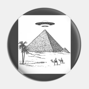 UFO Over Egyptian Pyramids Aliens and Spacecore Pin