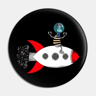 Robot Pirate in Space Pin