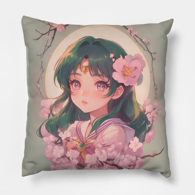 Cream Cherry Blossoms Pillow by Selene’s Designs