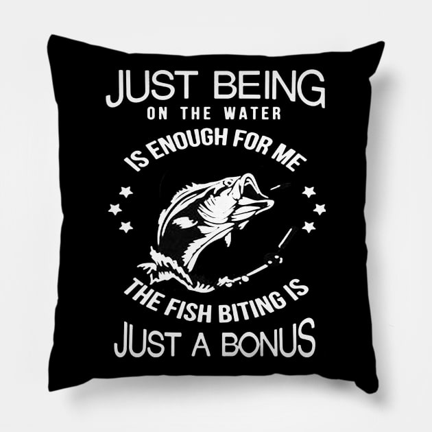 the fish bitting is just a bonus Pillow by amillustrated