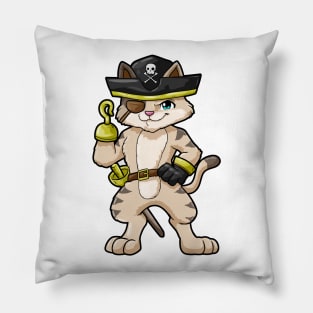 Cat as pirate with dagger and saber Pillow