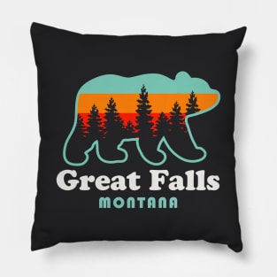 Great Falls Montana Bear Retro Vintage Pillow