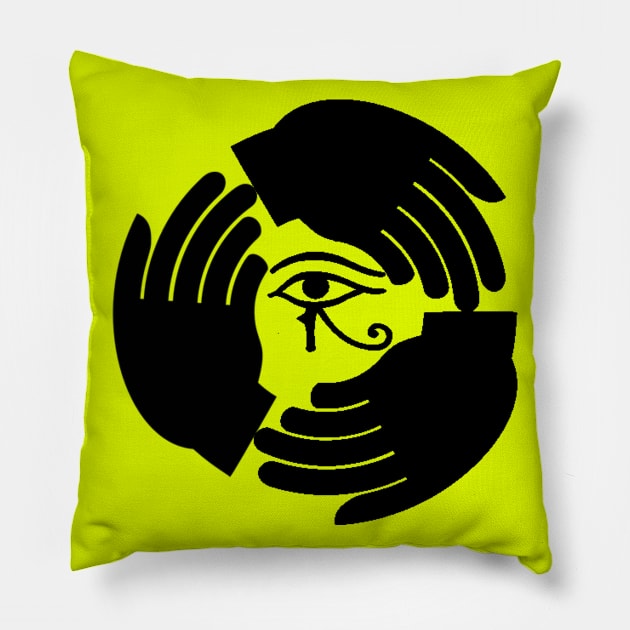 Eye in Hands Pillow by NovaOven