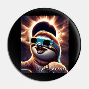 Lazy Eclipse Day: Sloth Observing the Solar Eclipse Shirt Graphic Pin