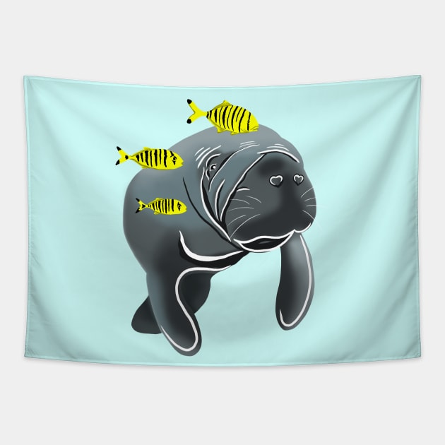 Dugong and Golden Trevally Fishes Tapestry by Spirit Animals 21