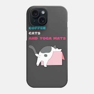 Coffee cats and yoga mats funny yoga and cat drawing Phone Case