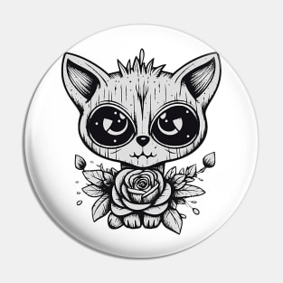 Angry flower raccoon Pin