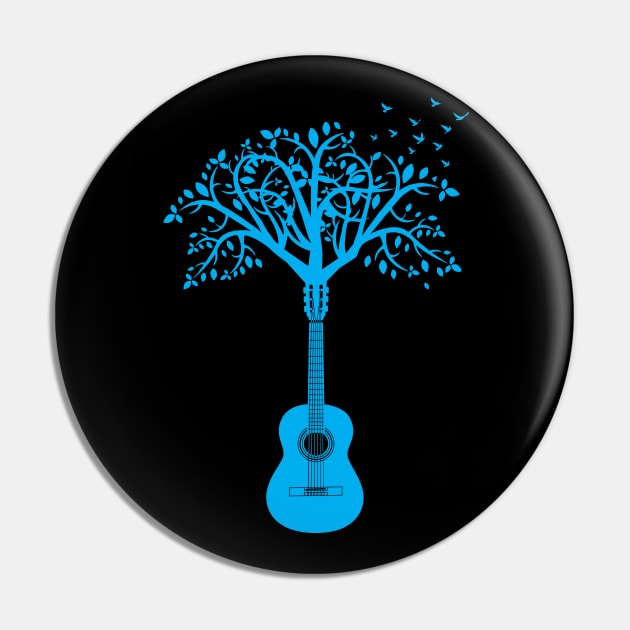 Classical Guitar Tree Blue Pin by nightsworthy