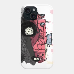 Pink vintage car watercolor sketch Phone Case