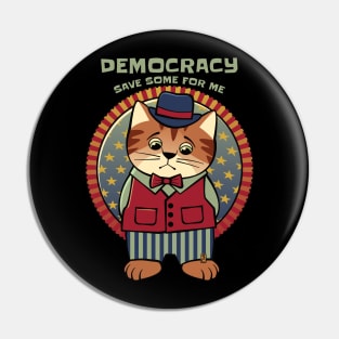 Save Democracy Patriotic Cat Pin