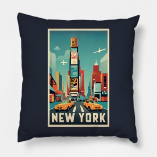 A Vintage Travel Art of New York - US Pillow