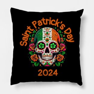 St Patricks Day 2024. Irish Skull Men Pillow