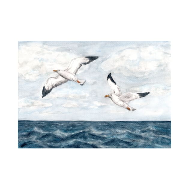 Seagulls over the sea by Kunst und Kreatives