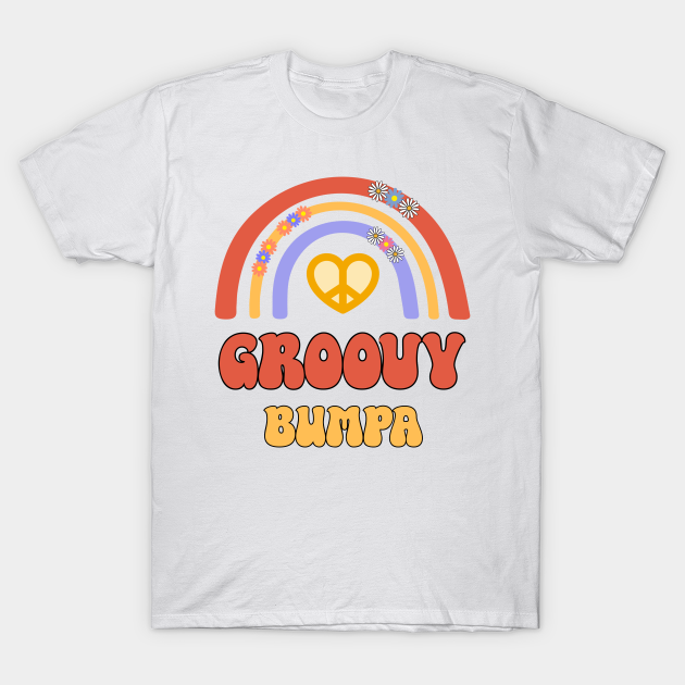 Retro Groovy Bumpa Grandpa Rainbow Heart Peace Fathers Day - Bumpa - T ...