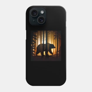 Forest with  Bear and Silhouette, Adventure Phone Case