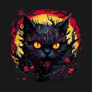 Scary Goth Cat Chilling goth black cat for halloween T-Shirt