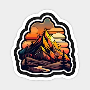 Sunset Mountain Sticker #3 Magnet