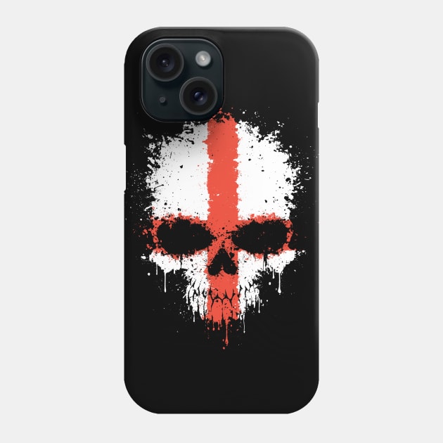 Chaotic English Flag Splatter Skull Phone Case by jeffbartels