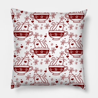 Teacup Cat Pattern Pillow