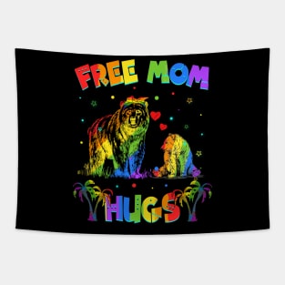 Free Mom Hugs Bear LGBT Pride Tapestry