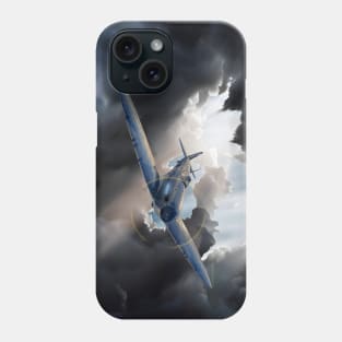 Spitfire Aircraft surrounded by dark clouds Phone Case