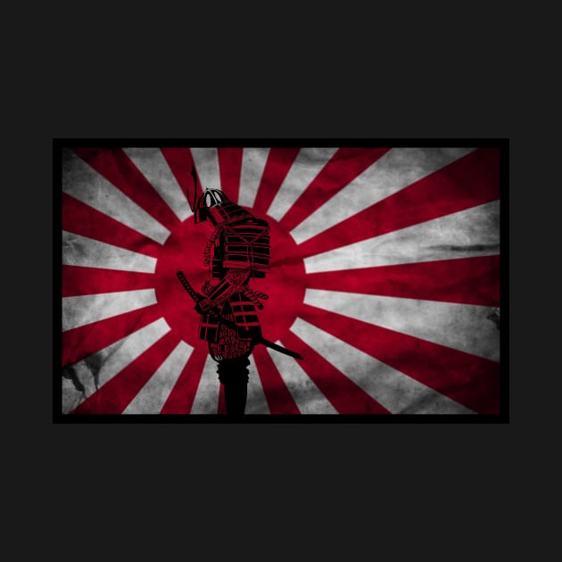 Samurai Shogun in front of Japanese flag by Quentin1984