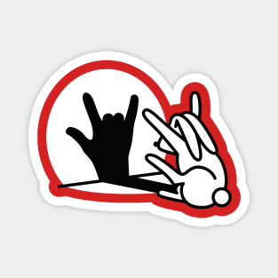 Funny rabbit shadow hand ROCK music HARD ROCK fan Magnet