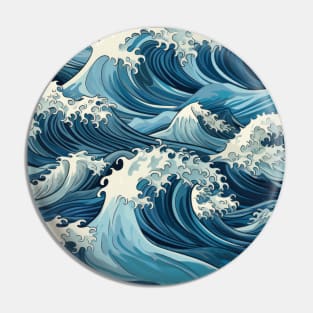 Ephemeral Crests: Hokusai Waves Reimagined Pin