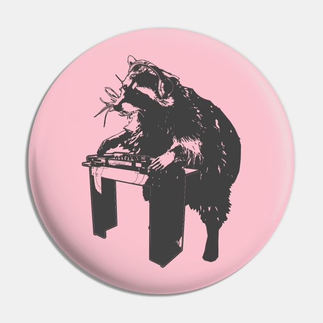 Raccoon Disc Jockey Pin by dankdesigns