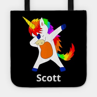 Scott First Name Personalized Dabbing Unicorn Tote