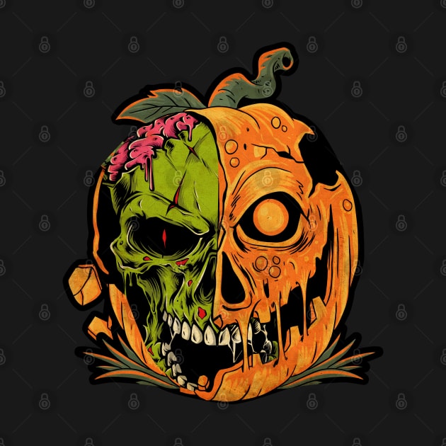 Pumpkin Skull Halloween by MZeeDesigns