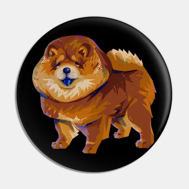 Cute Modern Chow Chow Dog Doggo Puppy Pin by banditotees