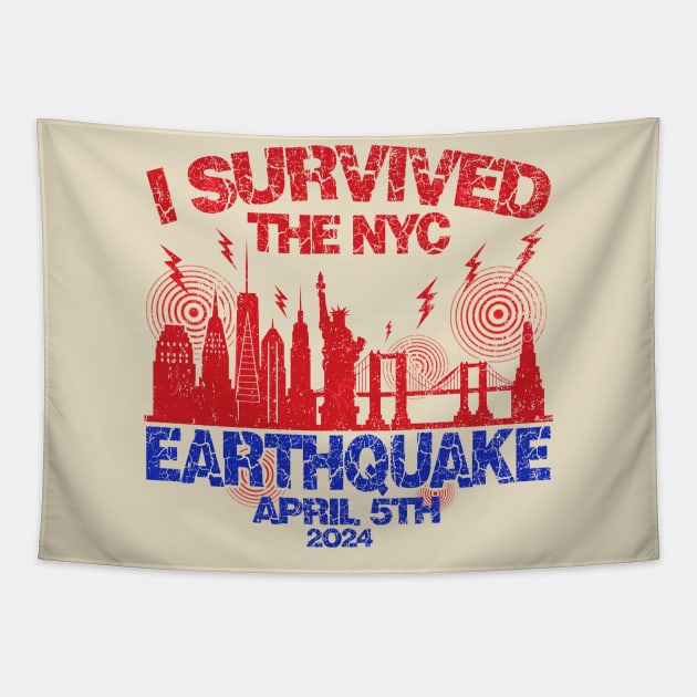 Vintage I Survived The NYC Earthquake Tapestry by Art.Ewing