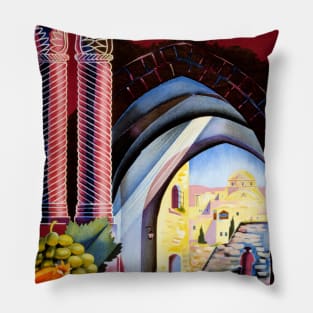 Vintage Travel Poster Visit Palestine Pillow