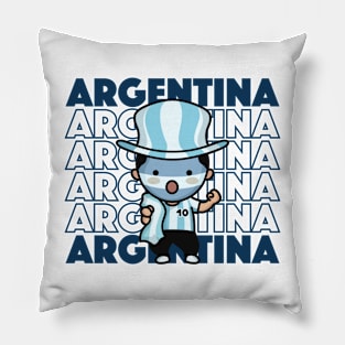 Argentina Football Fan // Kawaii Cute Argentine Soccer Supporter Pillow