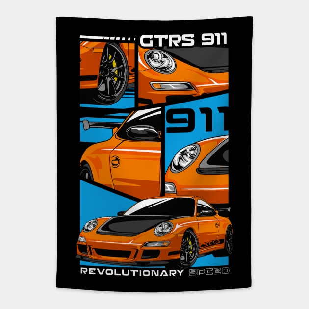 Porsche 911 GT3 RS Sports Car Tapestry by milatees