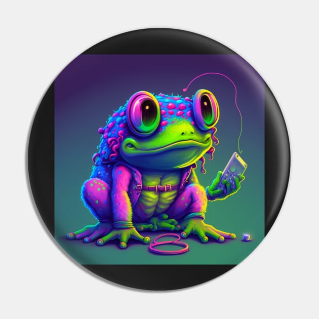 Vapor Wave Frog Pin by TheArtfulAllie