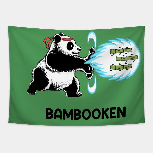 Panda Bear Fighter Bamboo Plant Bambooken Tapestry by Julio Regis