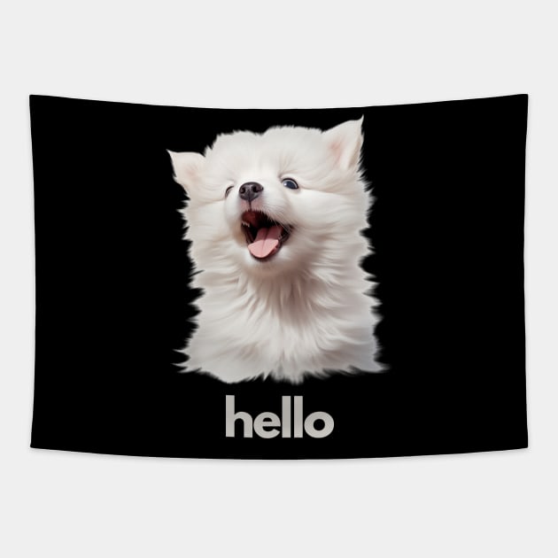 Hello Whithe Puppy! Tapestry by NatashaCuteShop