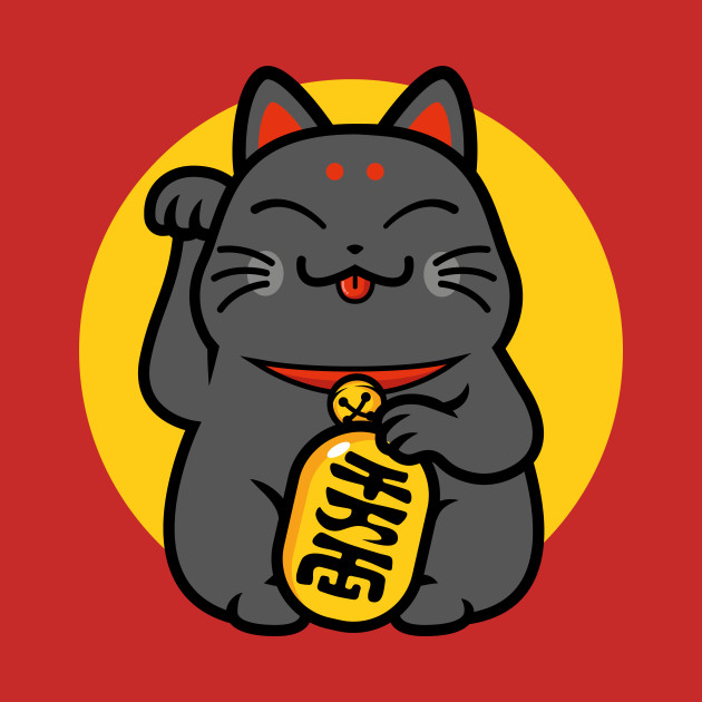 Maneki Neko Lucky Black Cat Maneki Neko Cat Hoodie Teepublic